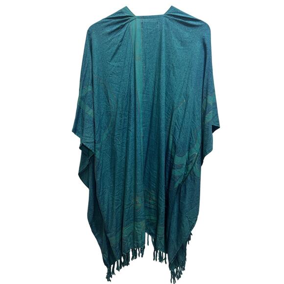 Southwest Indian Foundation Open Kimono M 100% Rayon Green Western Indie Boho - Picture 3 of 7